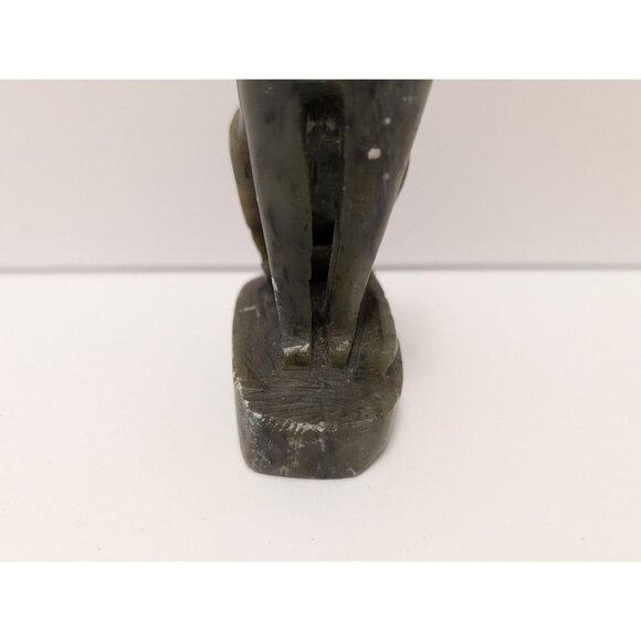 Hand-Carved Black Soapstone Egyptian Cat Figurine Hieroglyphic Detailing - Picture 4 of 10